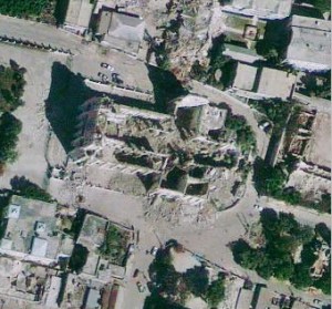 Earthquake damage to the National Cathedral in Port-au-Prince. Credit: GeoEye